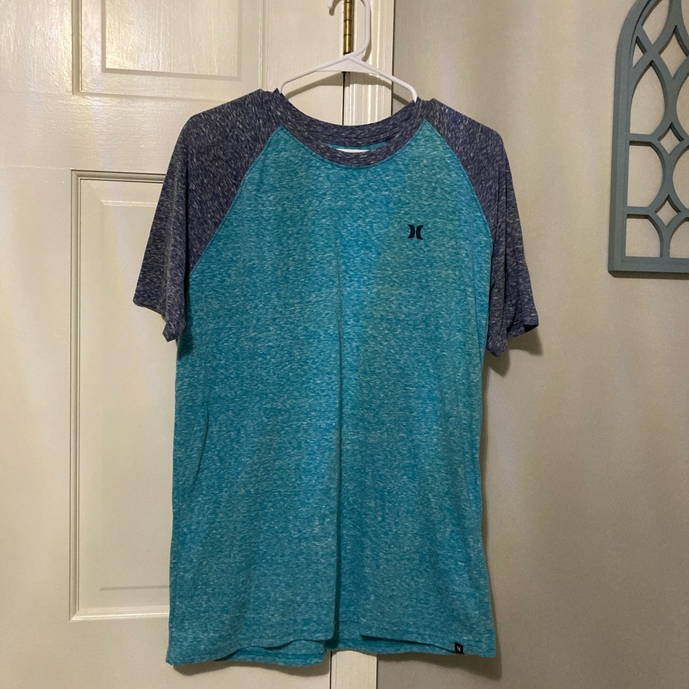Hurley Teal and Navy Men's Short Sleeve Tee
